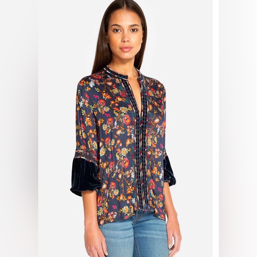 Johnny Was Women's Velvet Mix Paris Effortless Blouse.